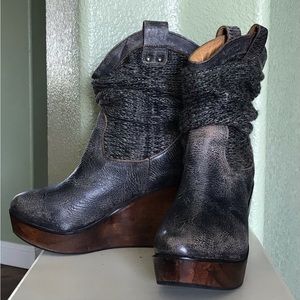 Bed Stu Juliana Wood & Leather Wedges boots